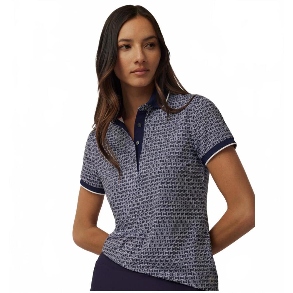 EP Pro Tour Tech Short-Sleeve Golf Polo – Blue/White Tile‎ Print – Size S